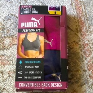 New in box- puma performance seamless sports bras- Sz S